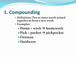 Types Of Word Formation 1 Compounding 2 Conversion 3 Clipping 4 Blends 5 Backformation 6 Acronyms 7 Onomatopoeia 8 Eponyms Ppt Download