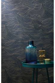 Découvrez tous nos papiers peints. Papier Peint Vagues Alula Bleu Or Blossom De Casamance Papier Peint Tapisserie Bleu Papier Peint Art Deco