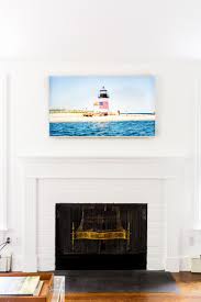 In some cases, there may not be enough room between the mantel and the ceiling to mount the tv. Our Samsung Frame Tv Design Darling