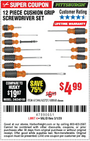 Pittsburgh Cushion Grip Screwdriver Set 12 Pc For 4 99 In 2020 Screwdriver Set Harbor Freight Tools Screwdriver