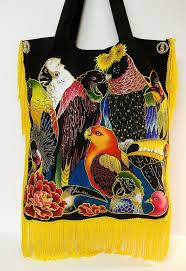 Black And Yellow Totes On Sale Sale 30 Off Canvas Tote Bag Black With Custom Hand Painted Fabric Applique Design By Paulagsell 44 00 Tassen