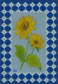 sonnenblume gemalt mit polychromos art decor vellum