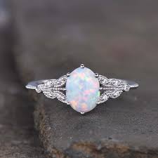 14k 18k Female Art Deco Opal Diamond Engagement Ring White Gold In 2020 Opal Ring Vintage Engagement Rings Opal Vintage Opal Engagement Ring