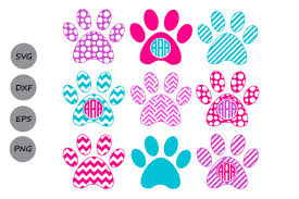 Large png 2400px small png 300px. Paw Print Monogram Graphic By Cosmosfineart Creative Fabrica