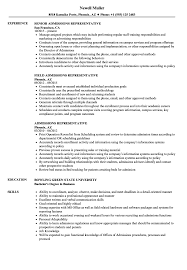 admissions representative resume