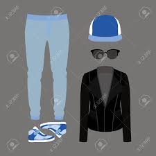 Bleu foncé, noir, délavé…les chemises pour hommes existent en divers styles. Ensemble De Vetements Pour Hommes A La Mode Outfit De Jeans Homme Veste De Rocker Et Accessoires La Garde Robe Masculine Vector Illustration Clip Art Libres De Droits Vecteurs Et Illustration Image