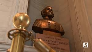 The nathan bedford forrest statue is a 25 feet (7.6 m) tall statue of confederate general nathan bedford forrest on a horse in nashville, tennessee, located near interstate 65 at 701d hogan road. Today Marks First Day Nathan Bedford Forrest Bust Can Be Removed From Capitol