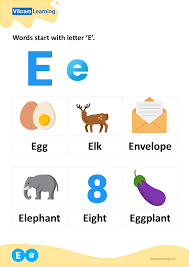 I took a ride on an . Download Words Start With Letter E Worksheets Vikramlearning Com