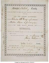 Marriage licenses are required for any couple that wishes to enter into a legally recognized marriage. State Of Georgia Talbot County Marriage License For A Freedman And Lot 47201 Heritage Auctions