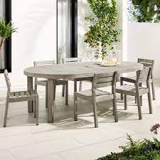 Natural has a clear, matte finish. Portside Outdoor Expandable Round Dining Table Solid Wood Chairs Set Weathered Gray