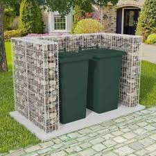 Cadre A Gabion De Poubelle Double Acier 180 X 100 X 120 Cm 142559 Cacher Les Poubelles Poubelle Poubelle Double