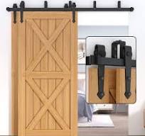 Amazon.com: Winsoon Kit de herrajes para puerta de granero de derivación  deslizante de 6 pies para puertas de madera dobles, perfil bajo, rieles ...