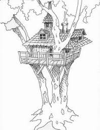 How To Draw Tree House Ehow Tree House Drawing Tree Drawing Drawings