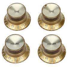Gibson Accessories Top Hat Knobs With Inserts 4 Pack Gold With Gold Metal Insert Sweetwater