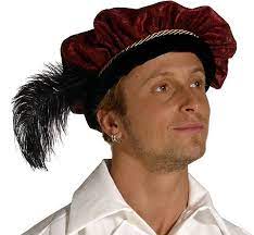 Burgundy Prince Hat With Feather Renaissance Mens Hat Renaissance Hat Hats For Men Cinderella Costume