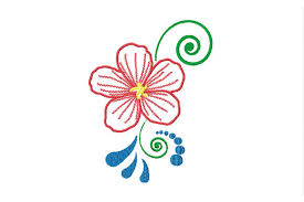 Download Red Flower And Green Curls Creative Fabrica SVG Cut Files