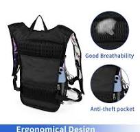 Sac à dos d'hydratation avec lumières froides, poche à eau de 2 L, sac  léger pour la course, la randonnée, le vélo, l'escalade, les festivals de  ...