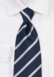 Classy Striped Tie In Navy And Silver Cheap Neckties Com