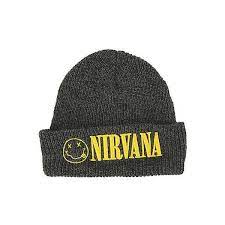 Nirvana Smiley Logo Marled Grey Watchman Beanie Hot Topic Smiley Logo Embroidered Beanie Nirvana Smiley