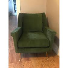 This extraordinary pair of lounge chairs are an excellent examples quinet's midcentury output, and feature strapped backs, metal sabots, and lush, newly. West Elm Carlo Mid Century Chair In Olive Green Aptdeco