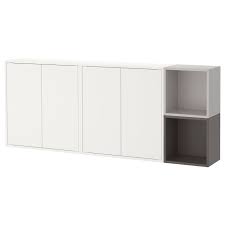 The feeling of closing a cabinet and seeing the door swing shut slowly, gently and without any risk of a sudden bang. Eket Wall Mounted Cabinet Combination White Dark Grey Light Grey Ikea