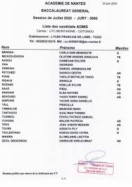 Liste Bac 2020