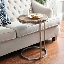 Beaded Round Wood C Table Kirklands Two lockable caster wheels keep it stable for.