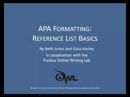 Apa sample paper purdue owl search this guide search. Purdue Owl Apa Formatting Reference List Basics Youtube