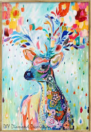 5d Coloured Reindeer Diamond Painting Diy Diamond Mosaic Etsy In 2021 Art Painting Cross Paintings