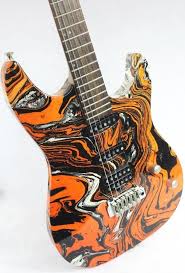 Custom Swirl Painted Laguna Le422 Electric Guitar Orange Black Laguna Guitar Electric Guitar Learn Guitar