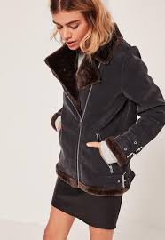 Missguided Black And Brown Faux Fur Lined Aviator Jacket Aviator Jackets Coats Jackets Women Jackets