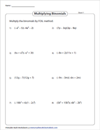 For each question, choose the best answer. Multiplying Polynomials Worksheets