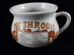 Vintage Soup Bowl With Handle Soup Bowl With Recipe On Side Soup Bowls With Handles Soup Bowl Stuffed Mushrooms