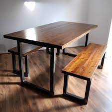 Free delivery and returns on ebay plus items for plus members. Industrial Rustic Dining Table Optional Benches Solid Wood Metal Tube U Frame Legs Kitchen Table Size Colour Set Options Available Handmade In Hampshire Amazon Co Uk Handmade Products