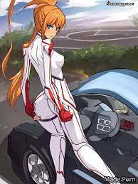 Porn image of latex hentai car white long hair small tits race driver  created by AI