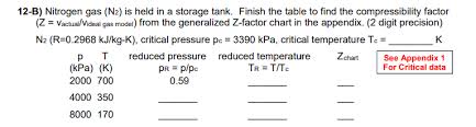 Solved 12 B Nitrogen Gas N2 Is Held In A Storage Tank