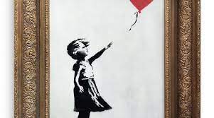 Kunstwerken van banksy te koop. Girl With Balloon Banksy Kunstwerk Zerstort Sich Selbst Nach Versteigerung Nordkurier De