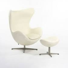 Brika home modern faux leather egg chair in white by brika home (2) $483. Signed 1998 Arne Jacobsen For Fritz Hansen White Leather Egg Chair With Ottoman Ebay