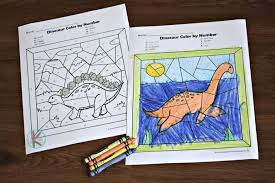 Follow the color key instructions to complete this picture of a dinosaur. Free Dinosaur Color By Number Worksheets