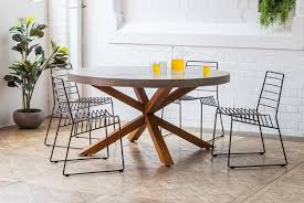 Zanita 150cm Round Concrete Dining Table In Dark Grey Featuring Laika Steel Round Concrete Dining Table Concrete Dining Table Extendable Dining Table Modern