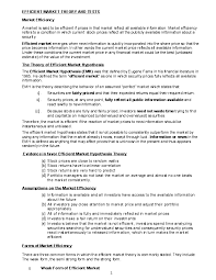 Doc Efficient Market Theory And Tests Market Efficiency Godfrey Chege Academia Edu