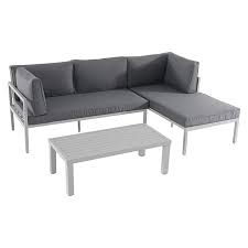 Unsere lounges gibt es in verschiedenen grössen, um den platzverhältnissen in ihrem garten gerecht zu werden. Sunfun Hannah Loungemobel Set 3 Tlg Aluminium Lichtgrau Bauhaus
