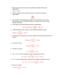 Write An Equation That Shows The Equivalency Between Meters And