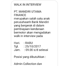 Seperti pengalaman admin dan diambil dari berbagai sumber bahwa psikotes dipakai pada ujian ujian jabatan perbankan bank bri, bank mandiri, bank indonesia, bank . Loker Sumedang Walk In Interview Pt Mandiri Utama Facebook