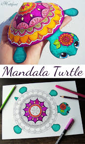 Mandala Turtle Rare Species Coloring Papercraft Hattifant Artisanat De Tortues Coloriage Tortue Art Jeunes Enfants