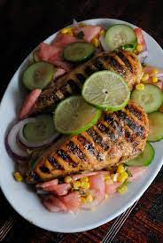 This recipe is made with chicken breasts, barbecue sauce, and onion. Easy Lime Garlic Grilled Chicken Breasts Sweet Life