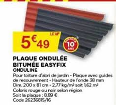 Offre Plaque Ondulee Bitumee Easyfix Onduline Chez Bricomarche