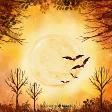 Download Full Moon Orange Watercolor Halloween Background Free Vector Nohat Free For Designer