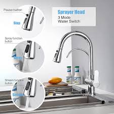 Moen produces a variety of sidemount handle faucets: Buy Kitchen Faucet With Pull Down Sprayer Modern 2 Handle Kitchen Faucets Drinking Water Faucet Reverse Osmosis Faucet For Kitchen Sink 3 In 1 High Arc Water Purifier Faucets Lead Free Brass Chrome Online