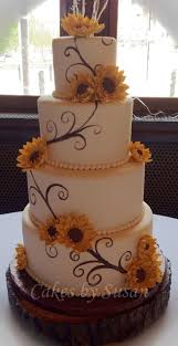 Hand Painted Sunflower Wedding Cake On Cake Central Sunflower Wedding Cake Sunflower Wedding Sunflower Themed Wedding